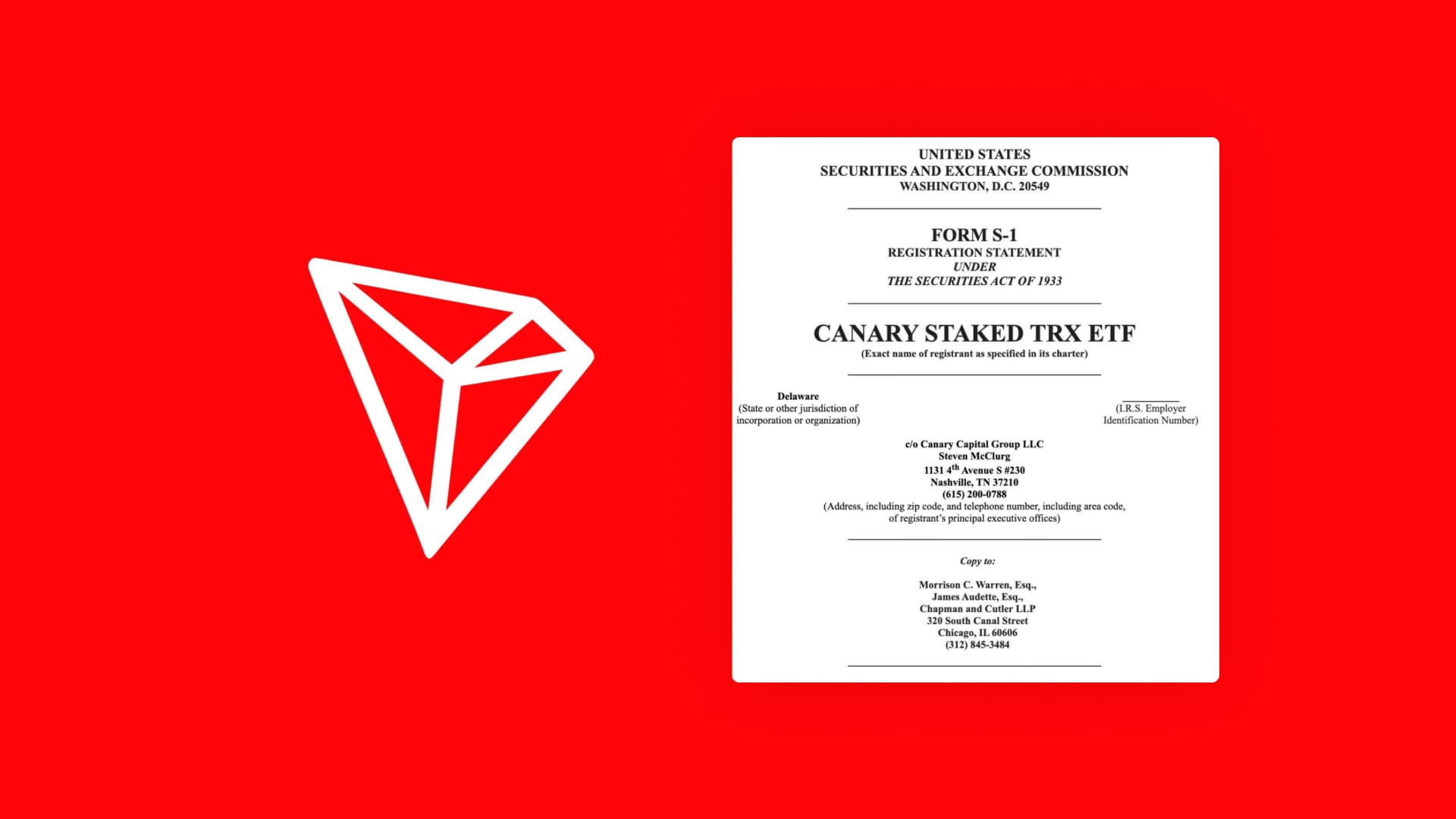 SEC приняла к рассмотрению заявку на запуск ETF для TRX от Canary Capital