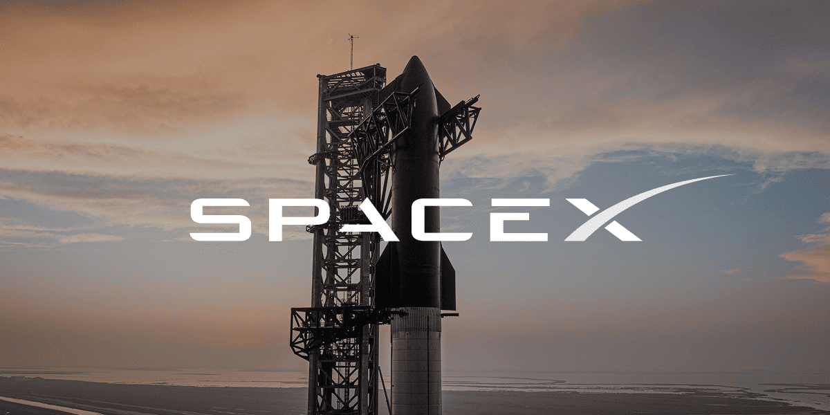 SpaceX Starship at the launch tower – the company's flagship vehicle ahead of the IPO.
