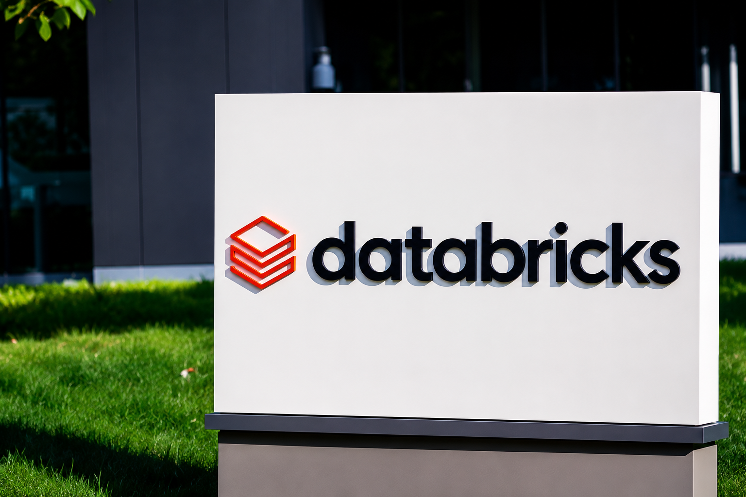 Логотип Databricks у входа в офис компании – один из крупнейших игроков AI-сегмента