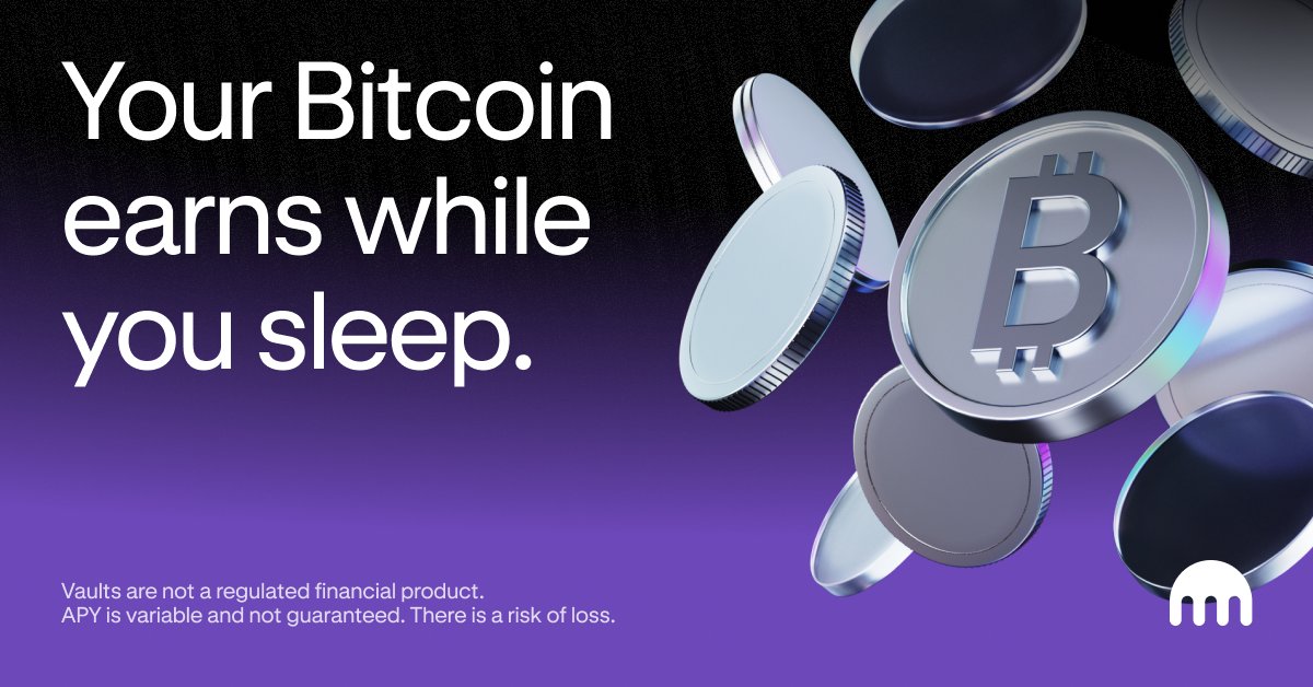 Kraken Bitcoin Vault banner: "Your Bitcoin earns while you sleep" with floating bitcoin coins. Source: Kraken on X.