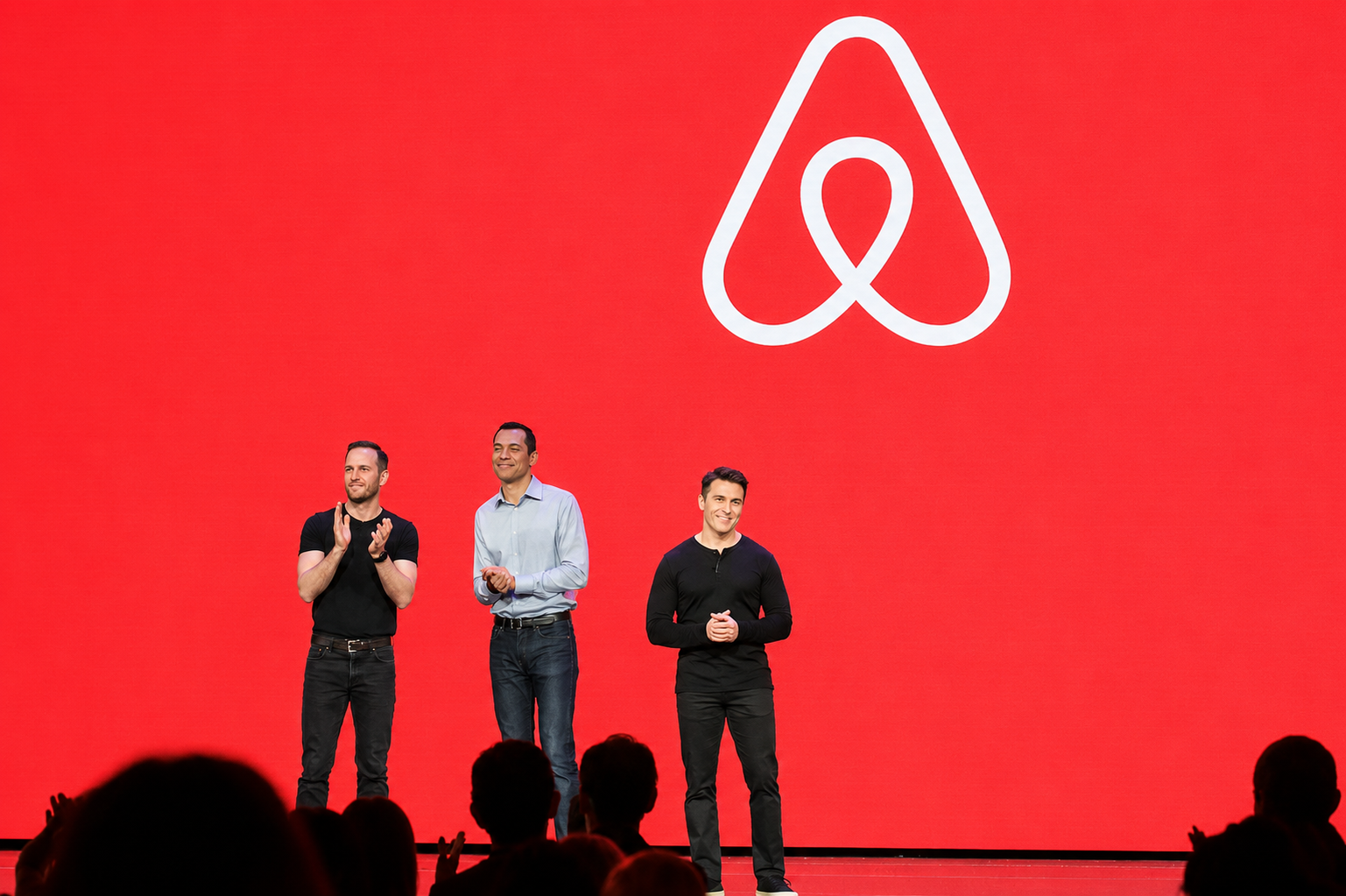 Airbnb founders Nathan Blecharczyk, Joe Gebbia, and Brian Chesky, 2016. Photo: Charley Gallay