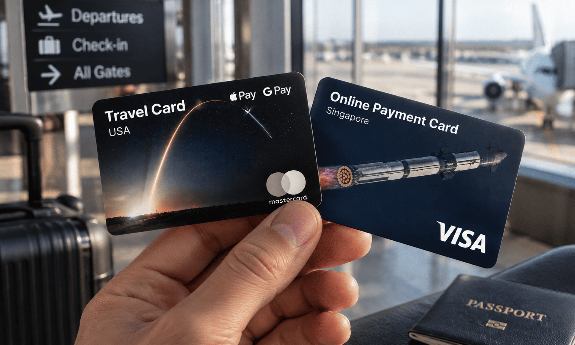 Regolith Travel Card Mastercard и Online Payment Card Visa для поездок и онлайн-платежей.