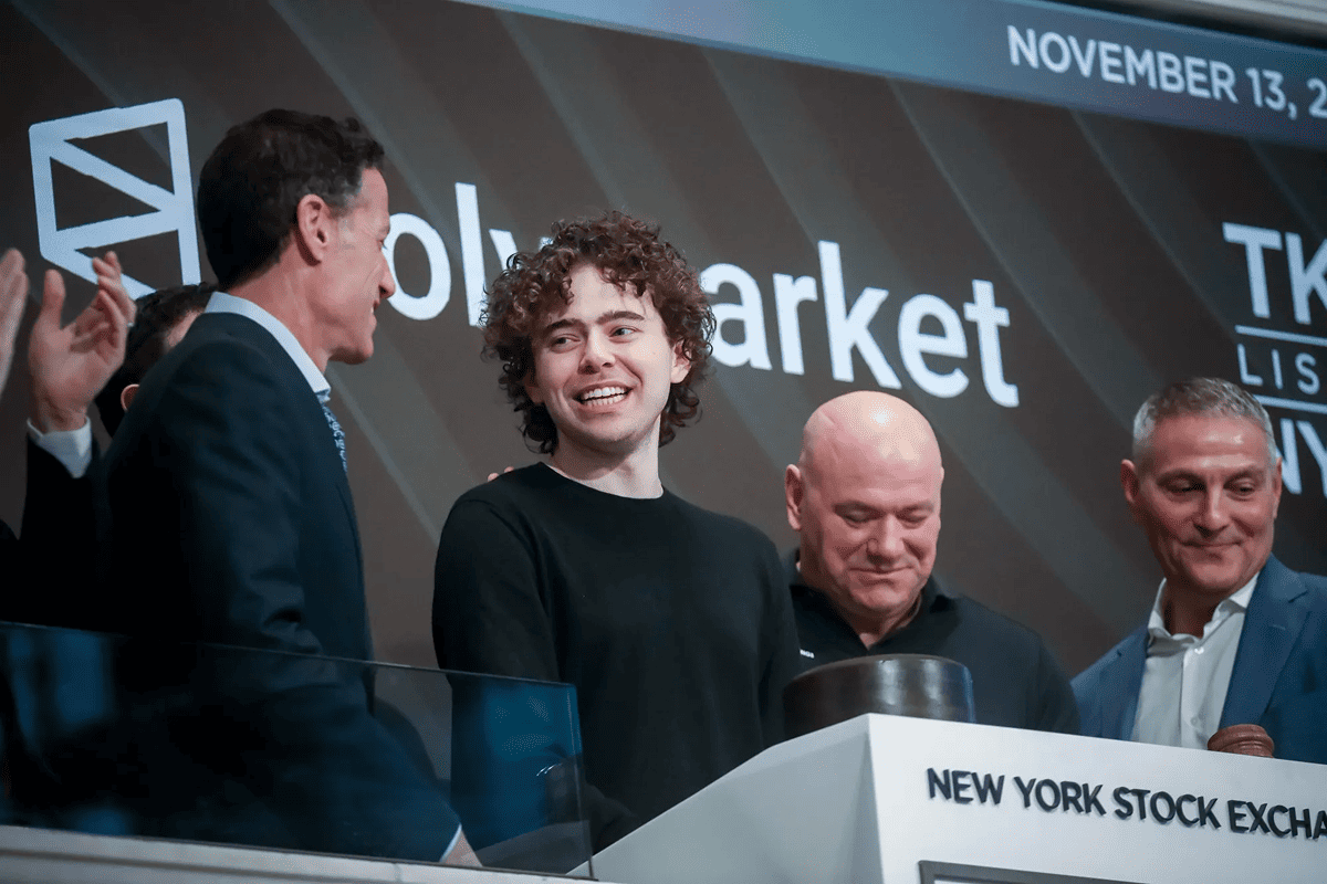 Shayne Coplan, founder of Polymarket, at the NYSE opening bell ceremony in November 2025.